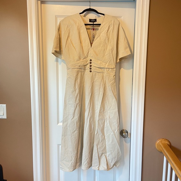 Cider Cream Linen Blend Midi Dress - Picture 9 of 14